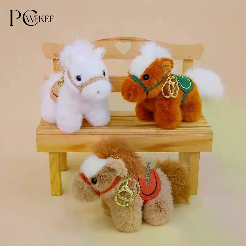 Chaveiro de Pelúcia Cavalo do Zodíaco Fofo, Boneco de Pelúcia Kawaii, Pingente para Bolsa, Decoração para Mochila, Presente de Ano Novo