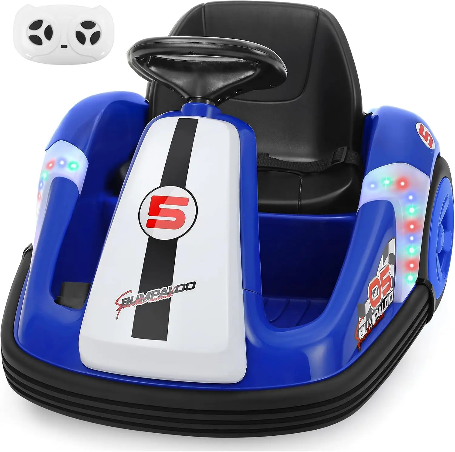 12V Kids Bumper Car with Big Wheel, 2.2 Mph Max, Toddler Bumper Cars with Remote, Baby Bumping Toy Car with DIY Stickers,360 Deg