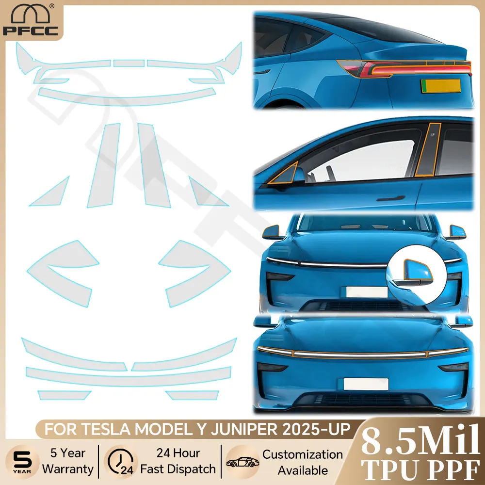

For Tesla Model Y Juniper 2025 2026 Pre-cut PPF Bra Headlight Rearview A B Pillows TPU Protection Film Clear Anti-Scratch Kit