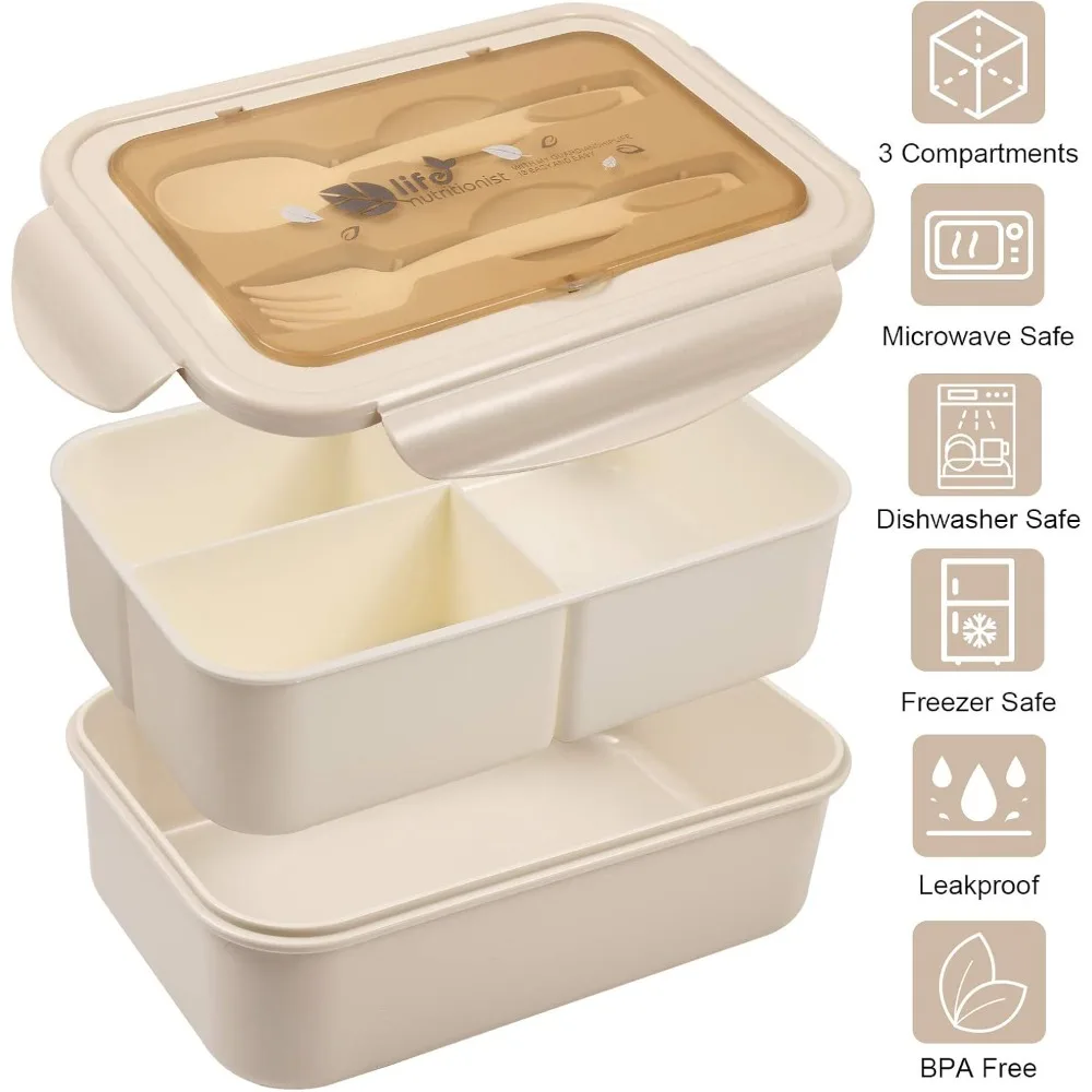 Lunch Box for Adults and Kids 1400ML Portable Bento Boxs with Tableware Microwave Safe Food Containers for School Office Camping