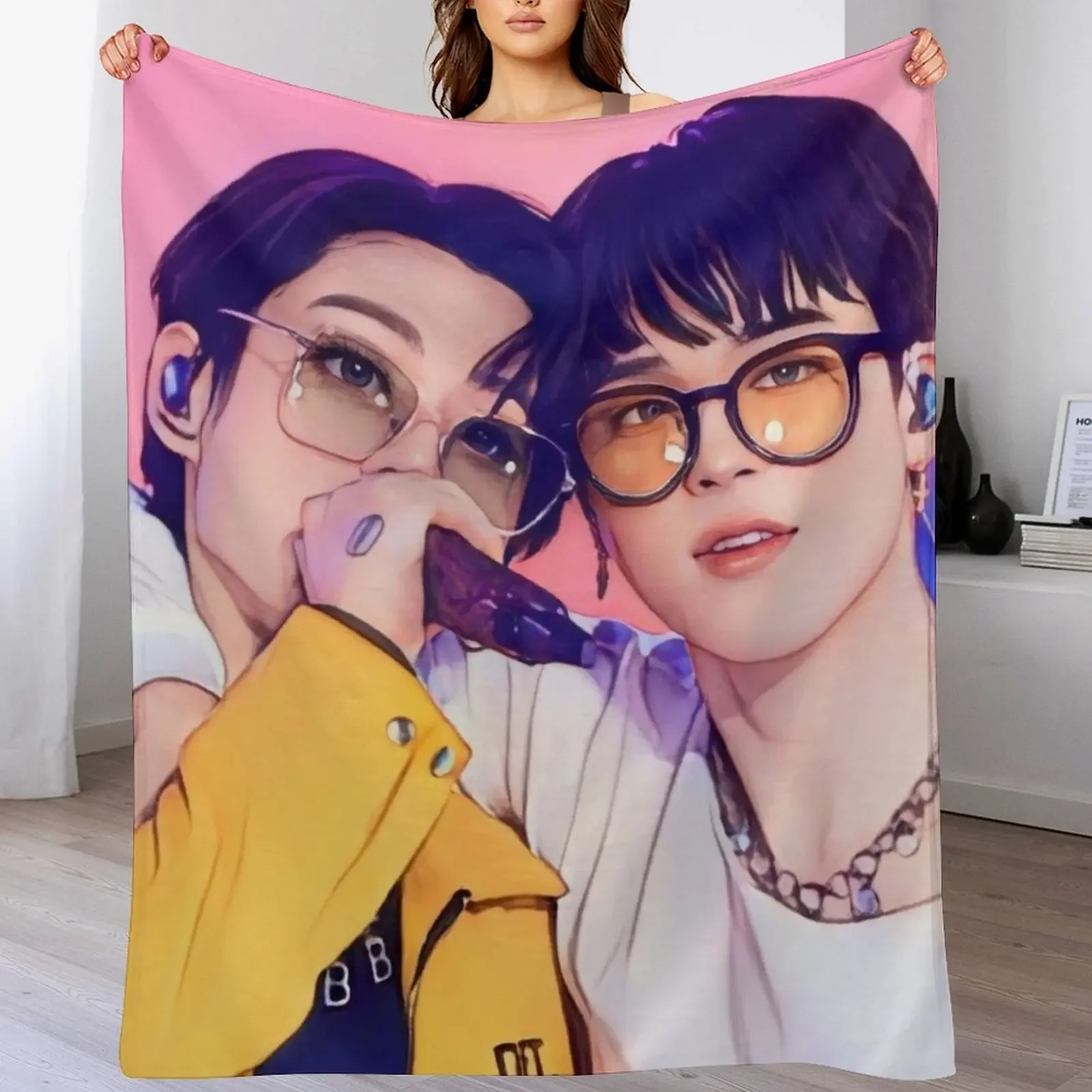 Jikook concert Throw Blanket Cozy Home Blanket Gift for Christmas Holiday
