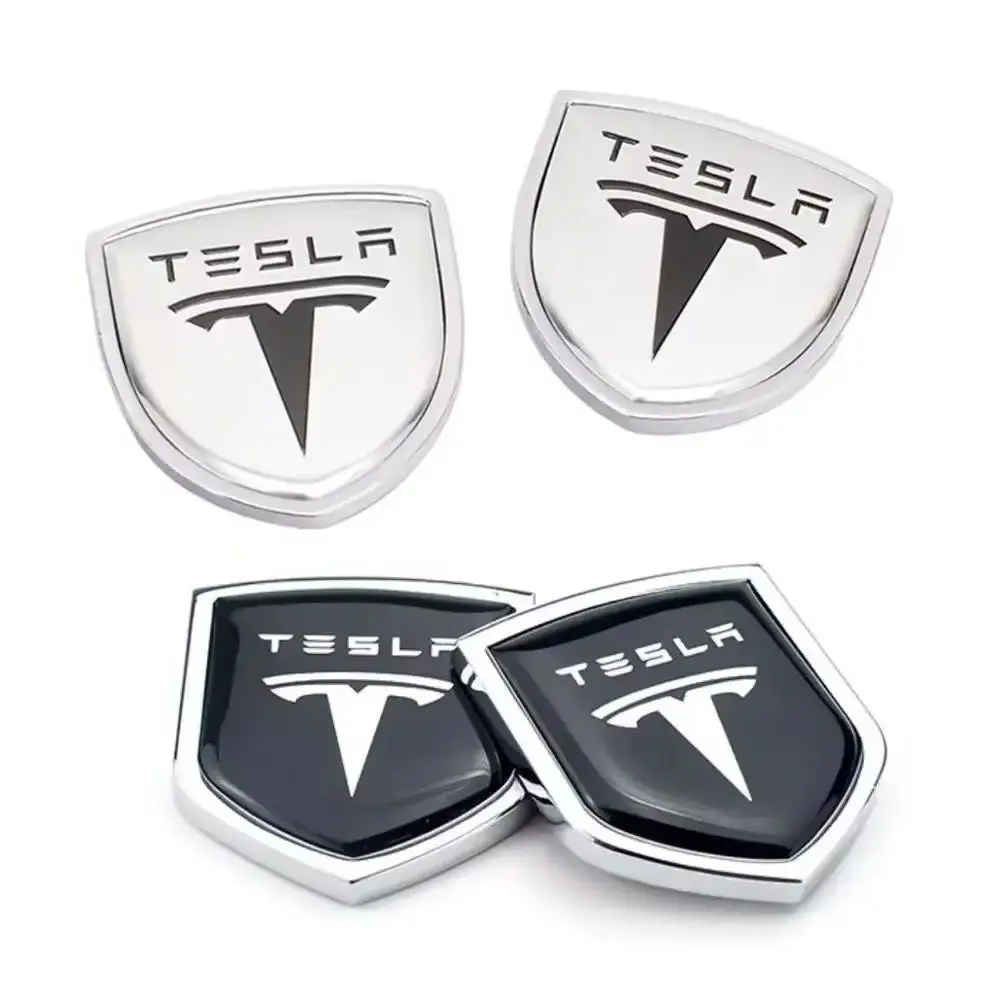 

2pcs Car Fender Side Emblem Stickers for Tesla Roadster Cybertuck Model 3 S Model X Y Rear Trunk Badge Decoration