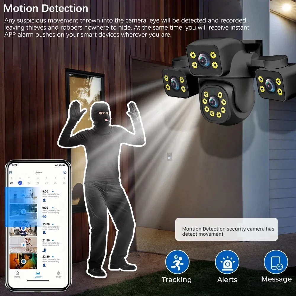 Tuya 15MP WiFi Camera Outdoor HD Three Lens Three Screen PTZ IP Cam Human Auto Tracking Waterproof Smart Security Surveillance