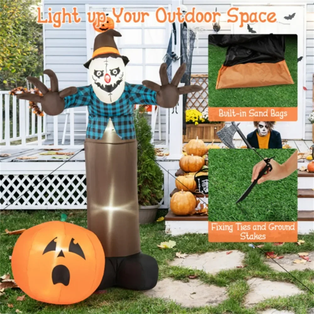 7 feet inflatable decorated Halloween scarecrow