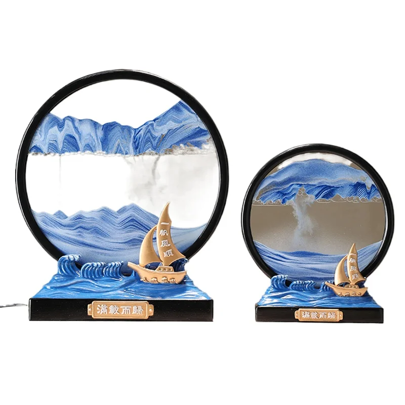 

Smooth sailing creative quicksand painting ornament living room office wine cabinet home decoration