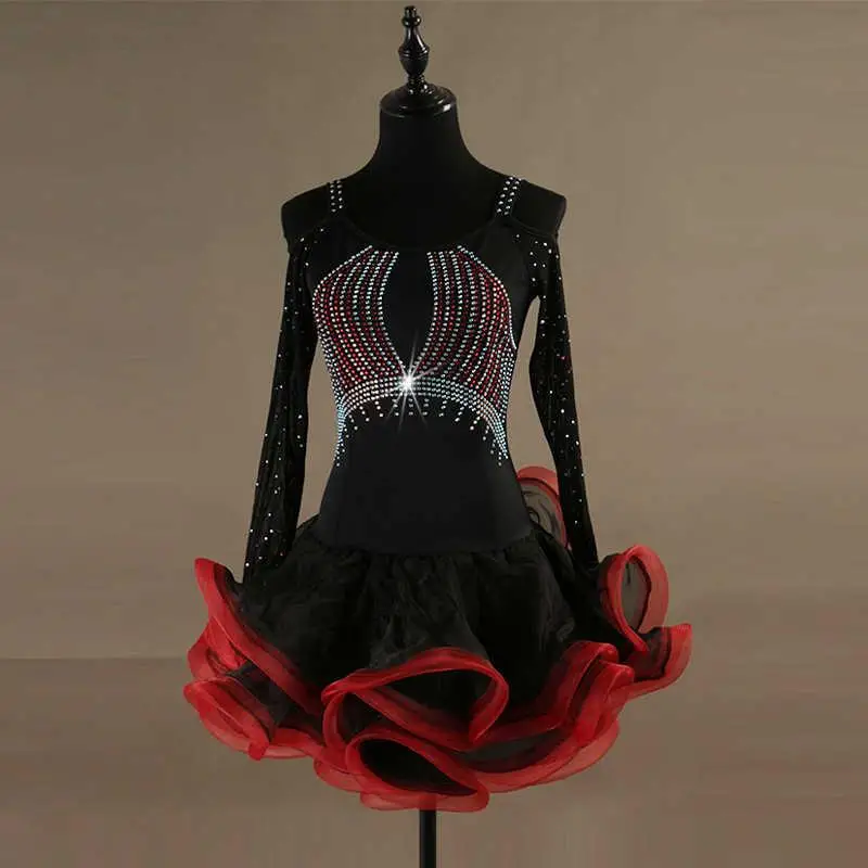 Vestido de baile latino 2025, falda de baile para mujer, traje de noche de competición para niñas, traje Sexy de escenario, traje de línea para fiesta de graduación personalizado