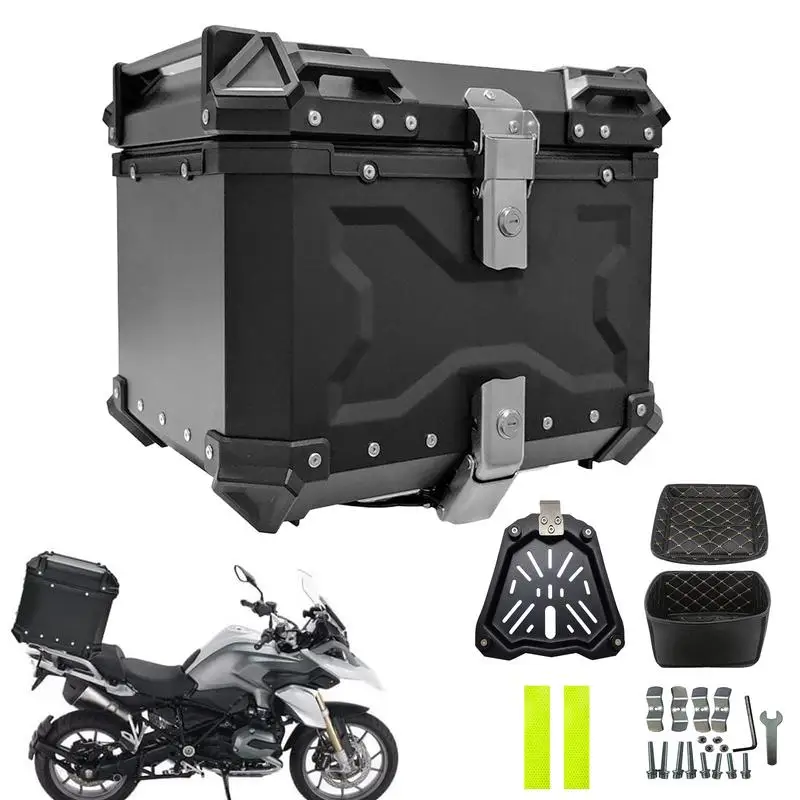 

45L Portable Aluminum Motorcycle Trunk Box Waterproof Universal Motorcycle Tail Box Multifunctional Motorcycle Rear Storage Box