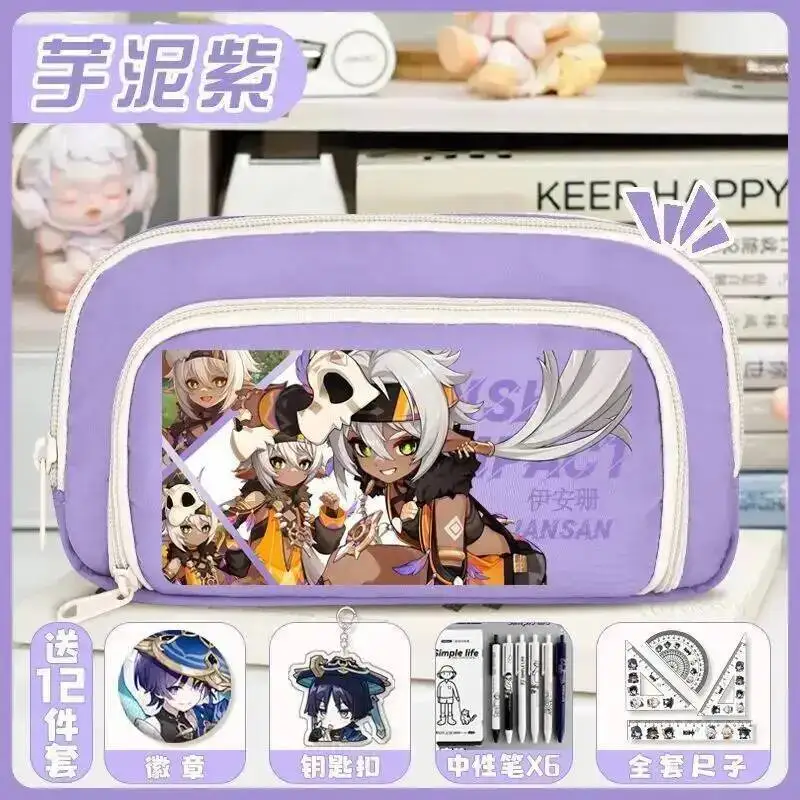 อนิเมะเกม 2025 GS อิมแพ็ค คอส ไอฟา ชาสกา วาเรซา อี้แอนซาน ซิตลาลี ฯลฯ กระเป๋าใส่ดินสอผ้าแคนวาสลายการ์ตูนแบบพกพา ขนาด 21x12x5 ซม. สำหรับทุกเพศ เหมาะสำหรับเป็นของขวัญ