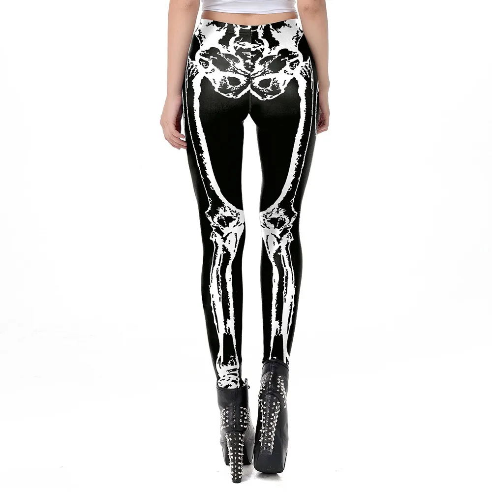 New Halloween Women's Skeleton Pattern 3D Printing Slim Thin To Lift The Buttocks Small Foot Bottoming Pants Winter Leggings