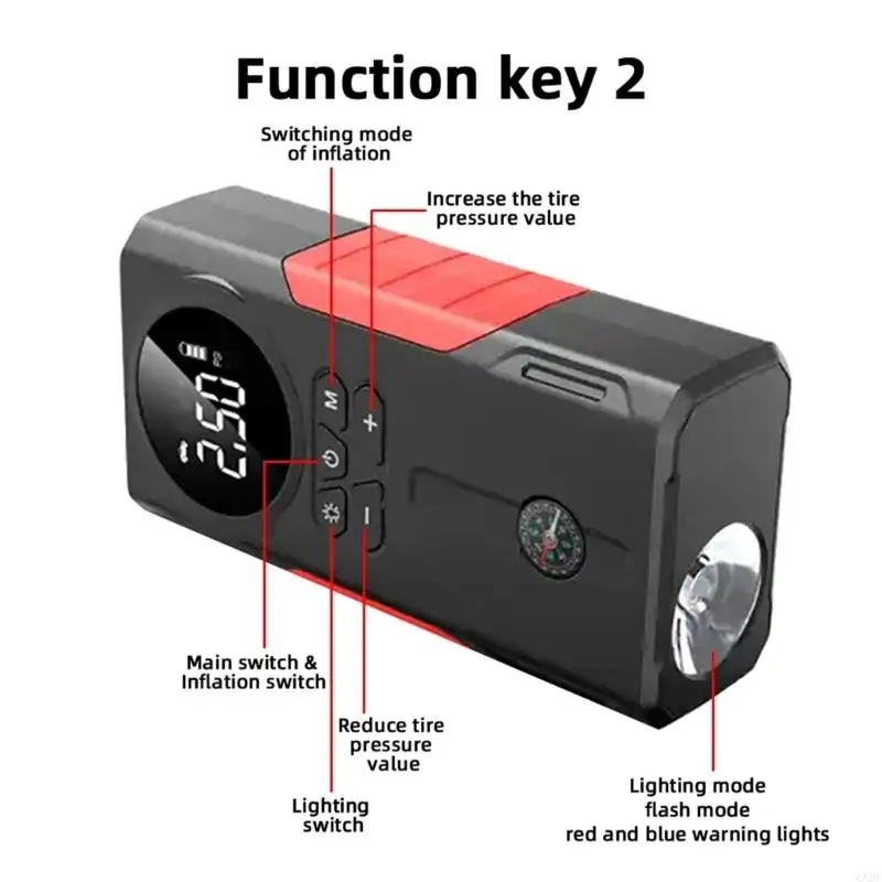 2025 New Lightweight Car Tire Air Compressor Pump With Battery Function And Overheat For Roadside Assistance
