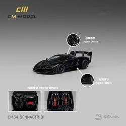 Senna gtr光沢のある黒のダイキャスト車モデル、dioramaコレクション、プリセールス、cm、1:64