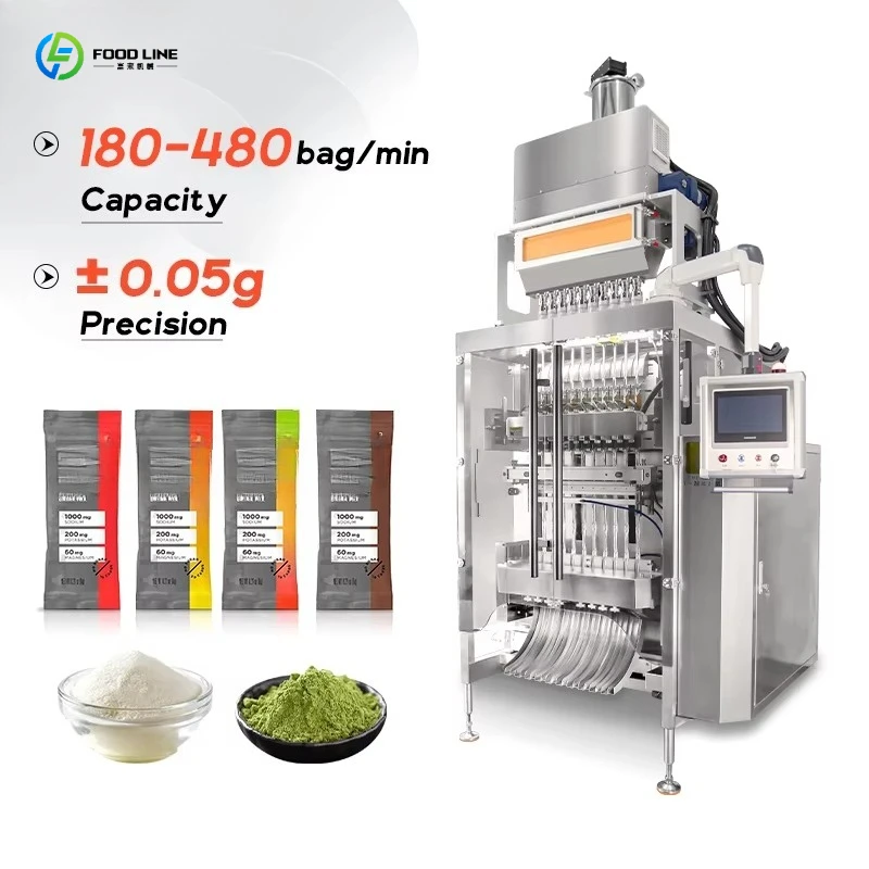 Automatic Multi Lane 10g 12g Dietary Protein Supplement Drink Electrolyte Powder Stick Packing Machine