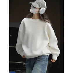 Women Autumn O-Neck Loose Style White Hoodies Long Sleeve Casual Cotton Pullovers Clothes Women Tops Sweatershirt