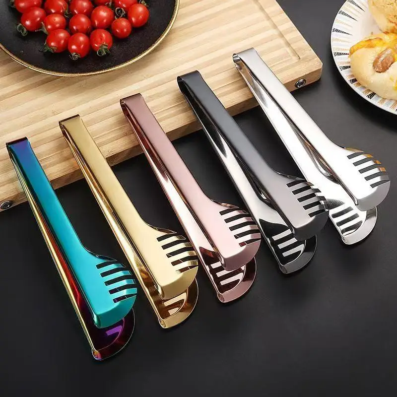 1PC  Stainless Steel Food Tong BBQ Clip Steak Cake Dessert C