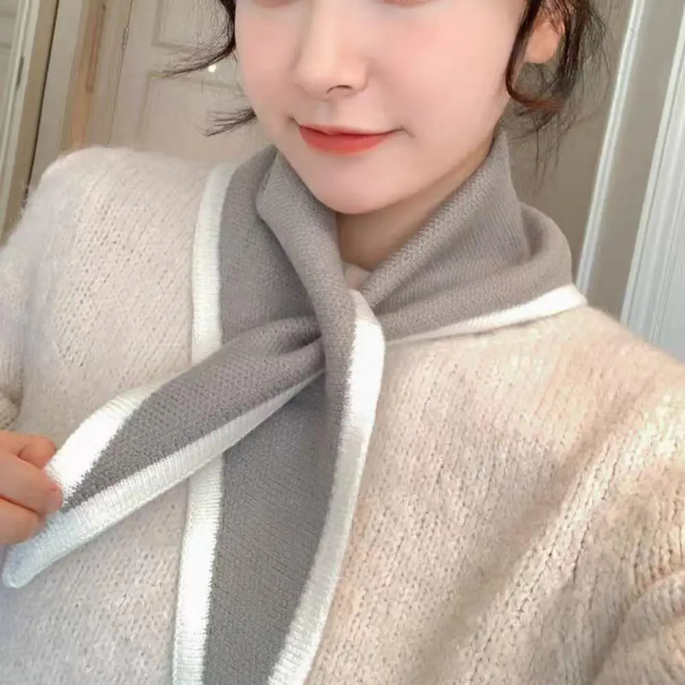 

Women Scarf Stylish Patchwork Color Women's Scarf for Winter Cycling Outdoor Activities Fashionable Fake Collar Wrap Around