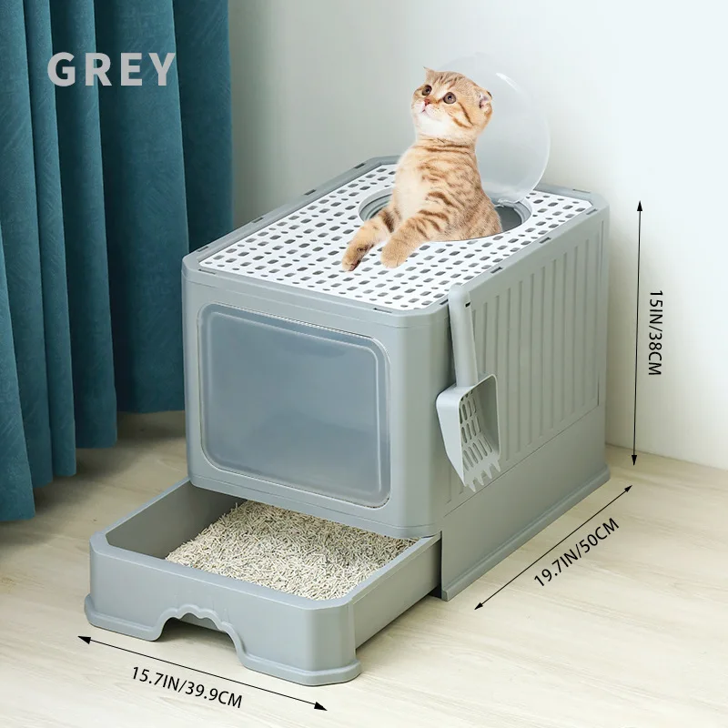 Cleaning Cat Litter Box Large Enclosed  Drawer Anti Splash Odor Control Cat Toilet XXL Indoor Easy Clean Shovel Cat Litter Box view 4