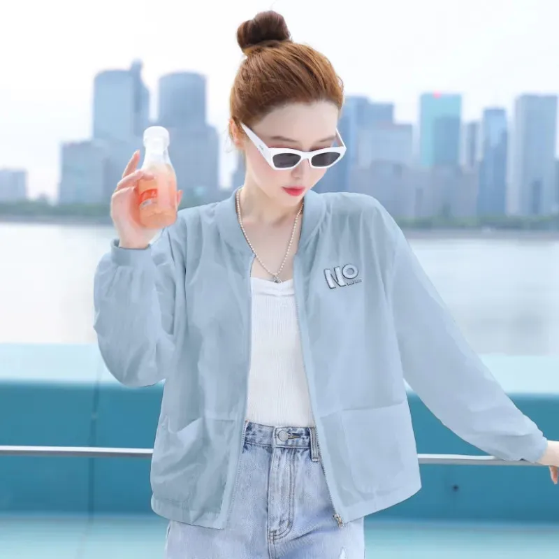 Fashion Light Thin Sun Protection Clothing For Women\'s 2024 Summer New Short Breathable Sun Protection Baseball Sports Jacket