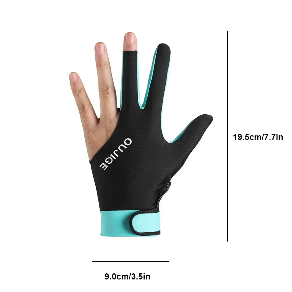 قفاز البلياردو اليد اليسرى ثلاثة أصابع قفاز البلياردو ملصقات عدم الانزلاق مرونة البلياردو قفازات التدريب الملحقات