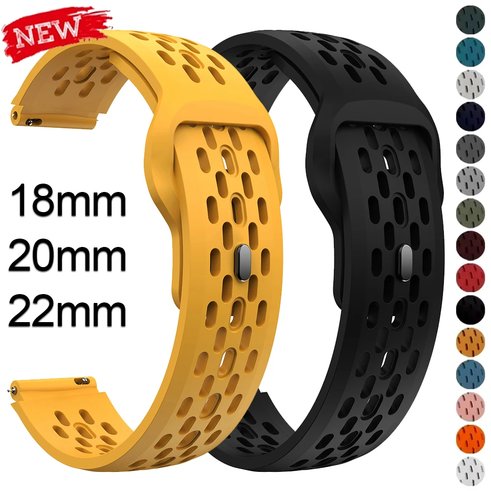 18mm 20mm 22mm Strap for Samsung Galaxy Watch 7 6 5 4 5Pro Classic Silicone Band for Huawei Watch GT7 Pro 46mm GT6/5Pro Bracelet
