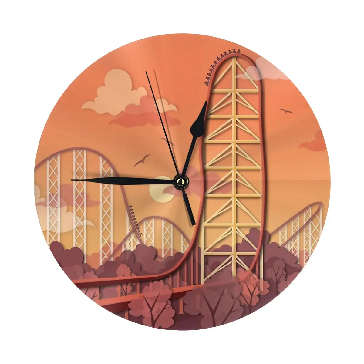 Top Thrill Dragster Roller Coaster Wall Clock Room Decoration Clock Must-have Ornament Round