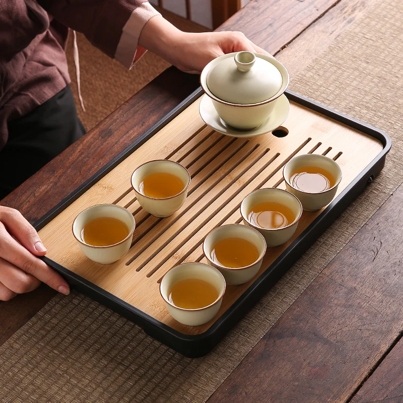 Serving Valet Tea Tray Ceramic Accessories Living Room Tableware Coasters Tea Tray Hospitality Chinese Bandejas Home Products