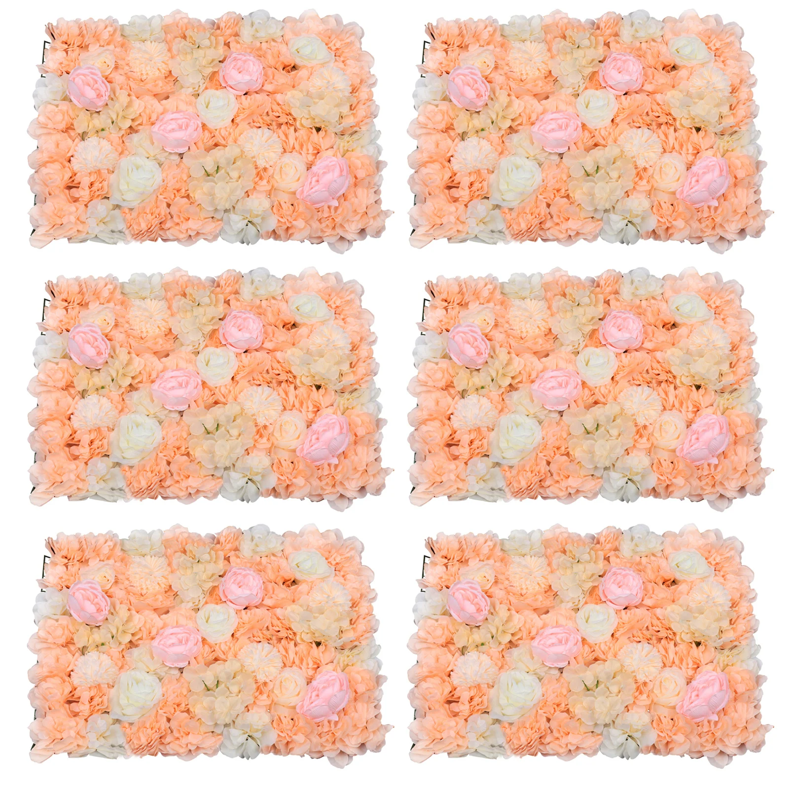 6 Pieces of Plant Flower Walls, Beautiful Peonies, Roses, Ping Pong Chrysanthemums, Candy Series, Deep Champagne Color