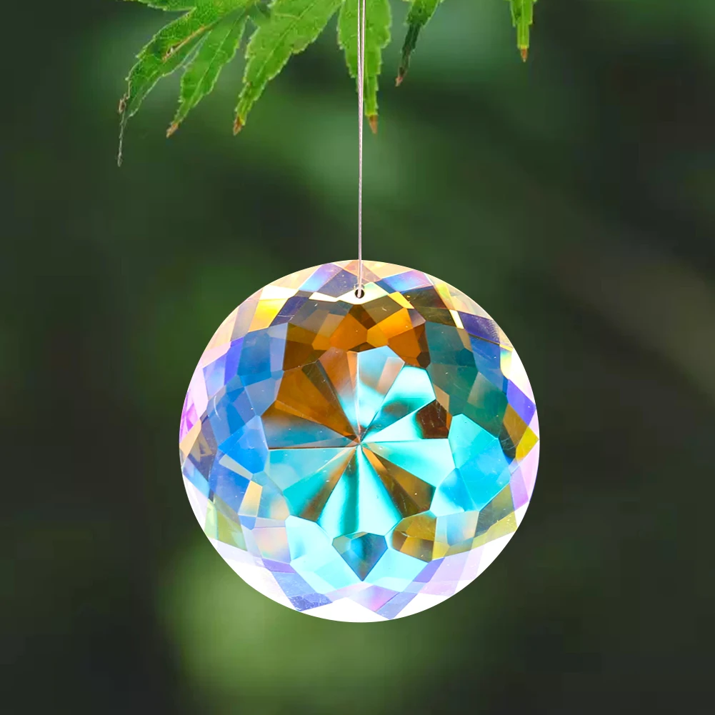 75MM Aurora kolorowe kryształowe pryzmaty kryształy do żyrandola szklane wisiorki części Sun Catcher twórca tęczy wiszące Faceted Shinning