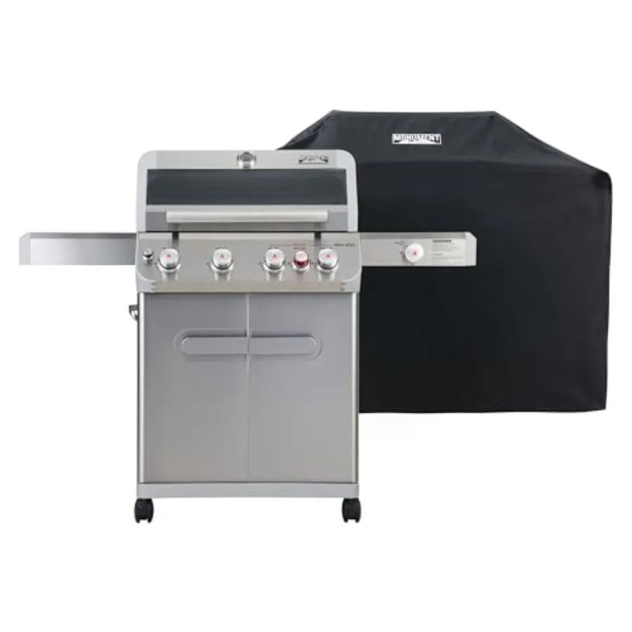 

Mesa Series, Outdoor Barbecue 4 Burner Propane Gas Grill, 62, 000 BTU Patio Barbecue Grill with Side Burner, Infrared, Knob Con