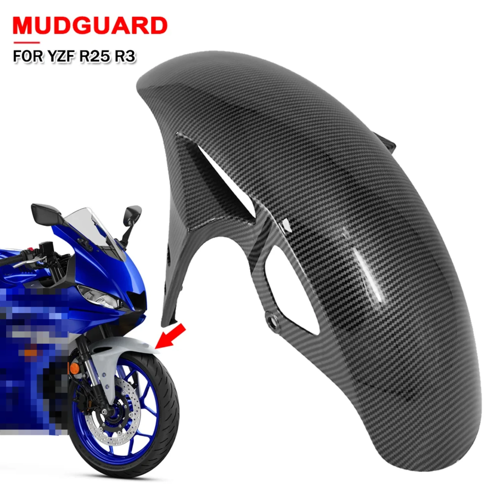 Motorcycle Front Fender Mudguard Splash Dust Guard Wheel Cover Fairing For Yamaha YZF-R25 YZF-R3 YZF R25 R3 2019-2021 2022 2023