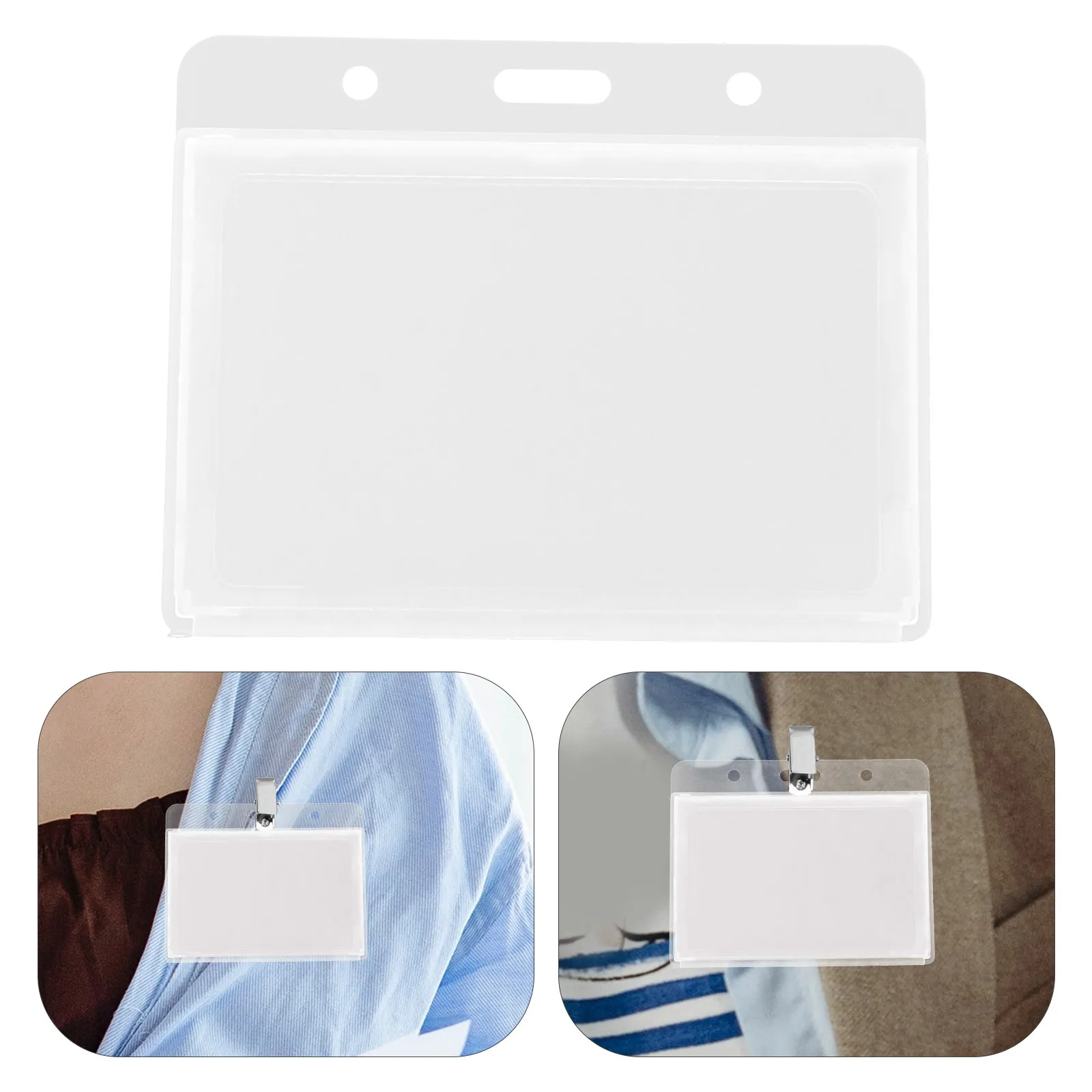 

5pcs Id Holder Frosted Hard Plastic Badge Name Tag Work Permit Card Protector Breakaway Neck Lanyard For School Office Outdoor