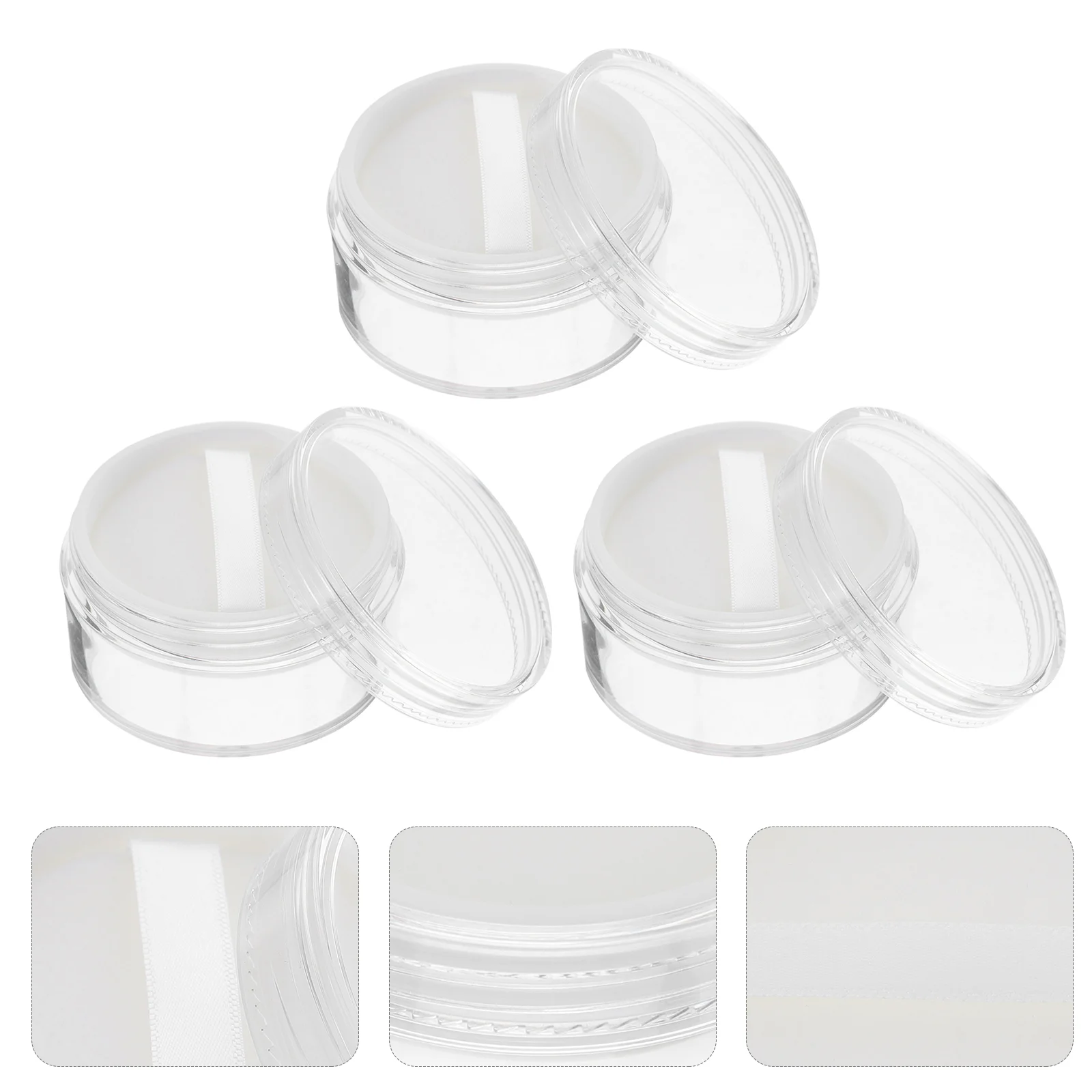 3 Pcs Small Powder Container Case for Travel Makeup Travelling Bottle Organizer Puff Included