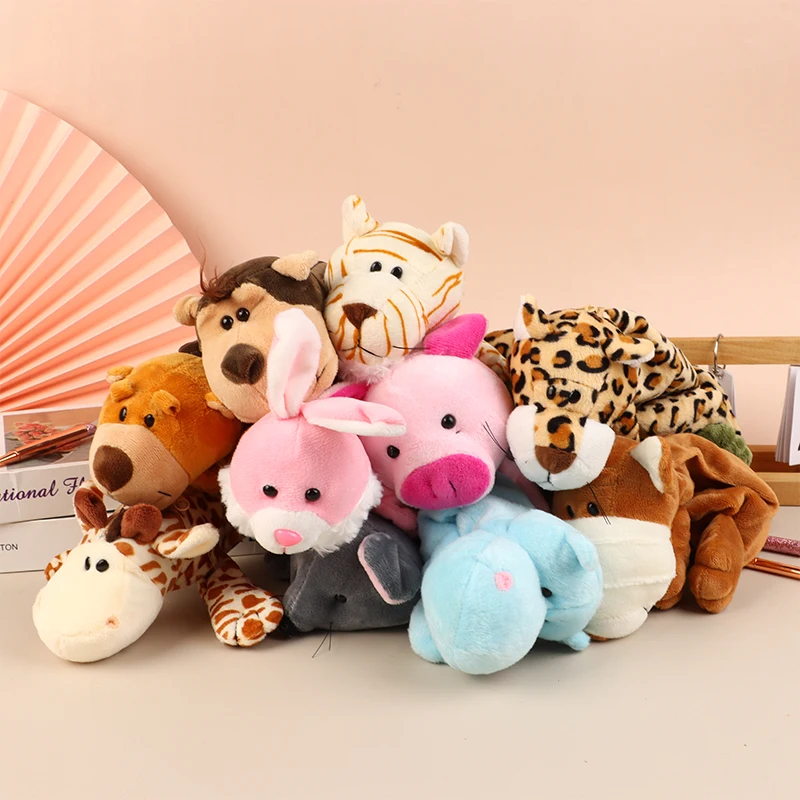 Cartoon Animal Pencil Case Lion Tiger Bear Plush Doll Pen Pouch Cosmetic Bag Desktop Storage Bag School Supplies Stationery Box