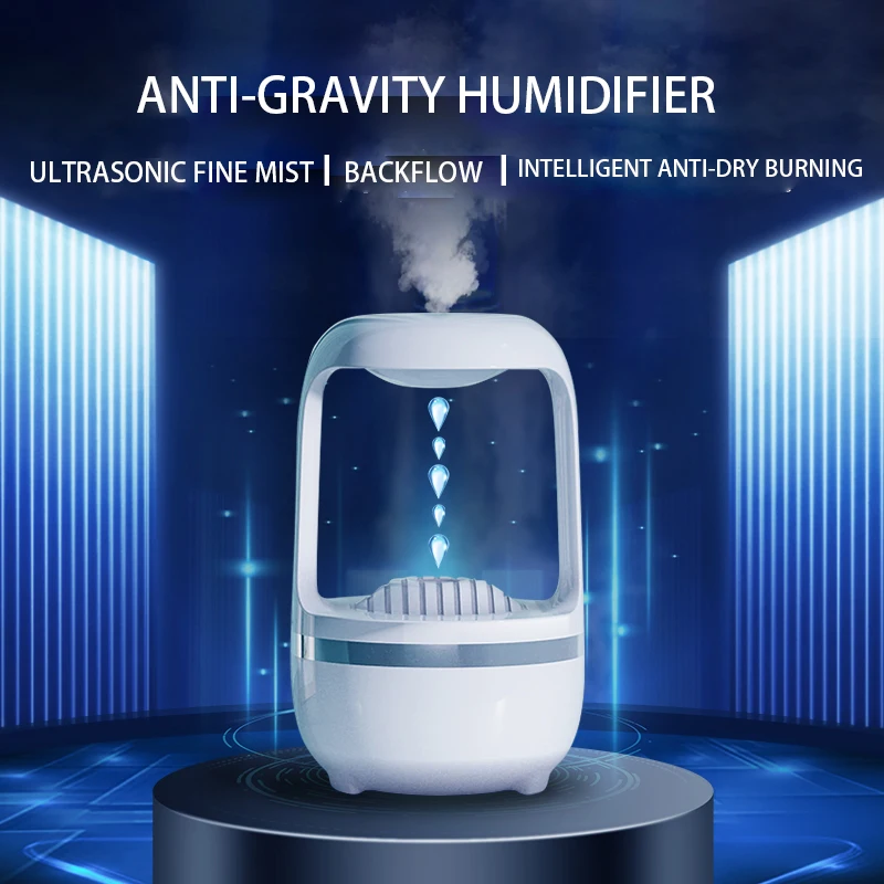 Home Anti Gravity USB Air Humidifier Ultrasonic Air Purifier Levitating Water Drops Mist Maker Fogger Perfume LED Display Light