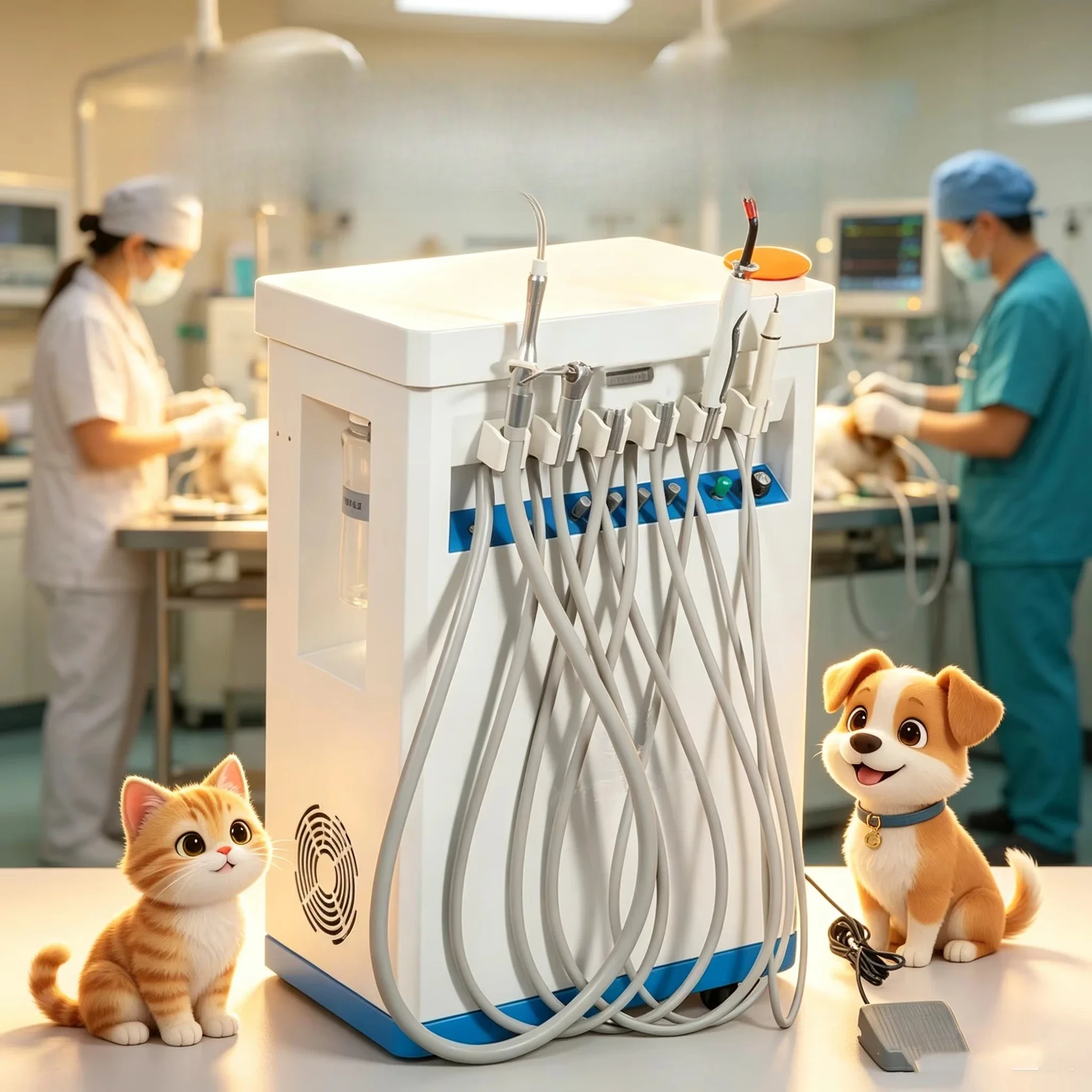 Veterinary Instruments Pet Mobile Dental Unit System with Oil Free Air Compressor for North America Veterinary Clinic Use