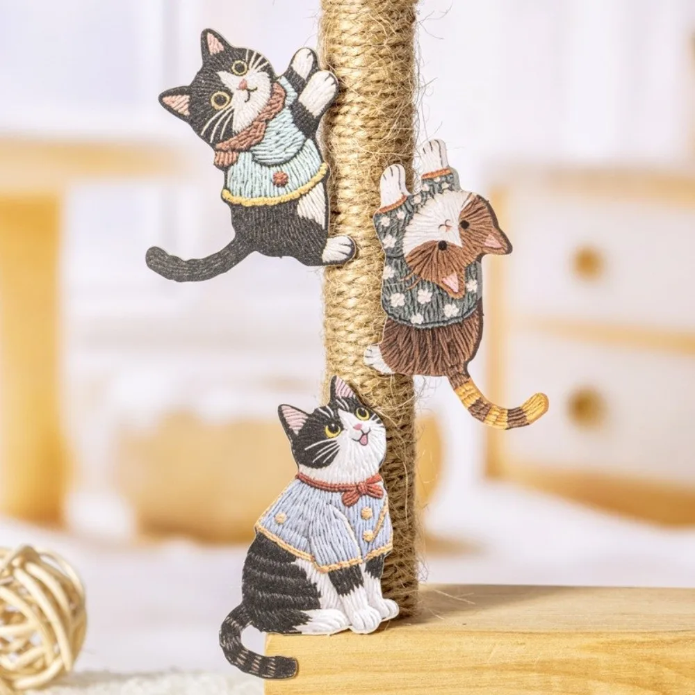 20pcs Lot Fuzzy Stationery Stickers Pet Theme Scrapbooking Style Craft Stickers Embroidery Design Borderless Stickers