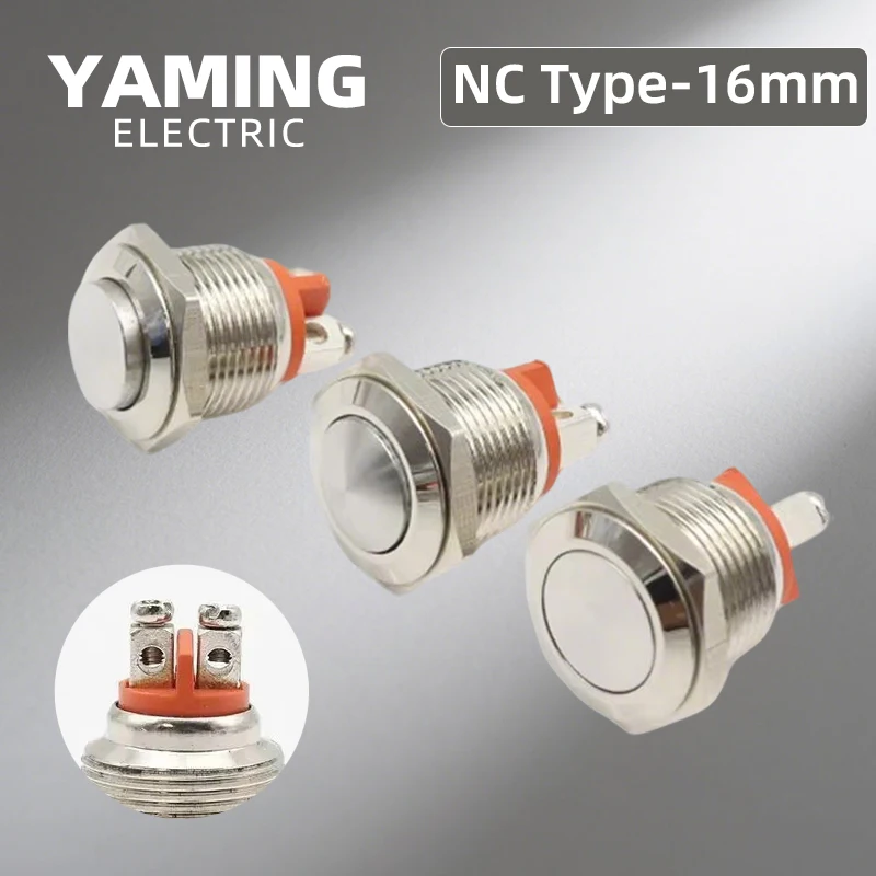 

Кнопка-переключатель металлическая 16/19/22 мм, нормально закрытая, с серебряными контактами, 1NC, мгновенного действия, сброс, IP65, водонепроницаемая, с винтовым креплением