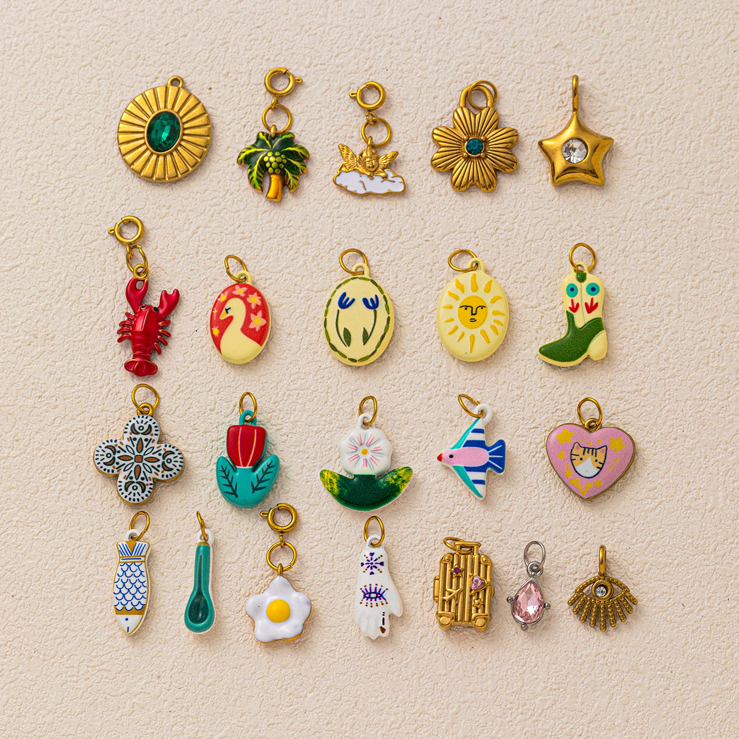 جديد عصري زهرة الأسماك الصغيرة البرسيم ستار DIY قلادة سحر للمجوهرات سحر الفولاذ المقاوم للصدأ