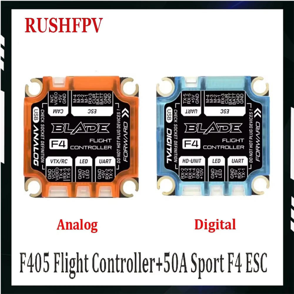 RUSHFPV RUSH BLADE F405 Stack F405 Flight Controller with 50A Sport F4 ESC 128K for RC FPV Freestyle Drone