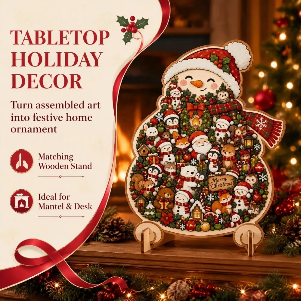 Creative Wooden Jigsaw Puzzle With Stand Animal Shape Unique Shape Puzzle Unique Shape Festive Shaped Christmas Puzzle