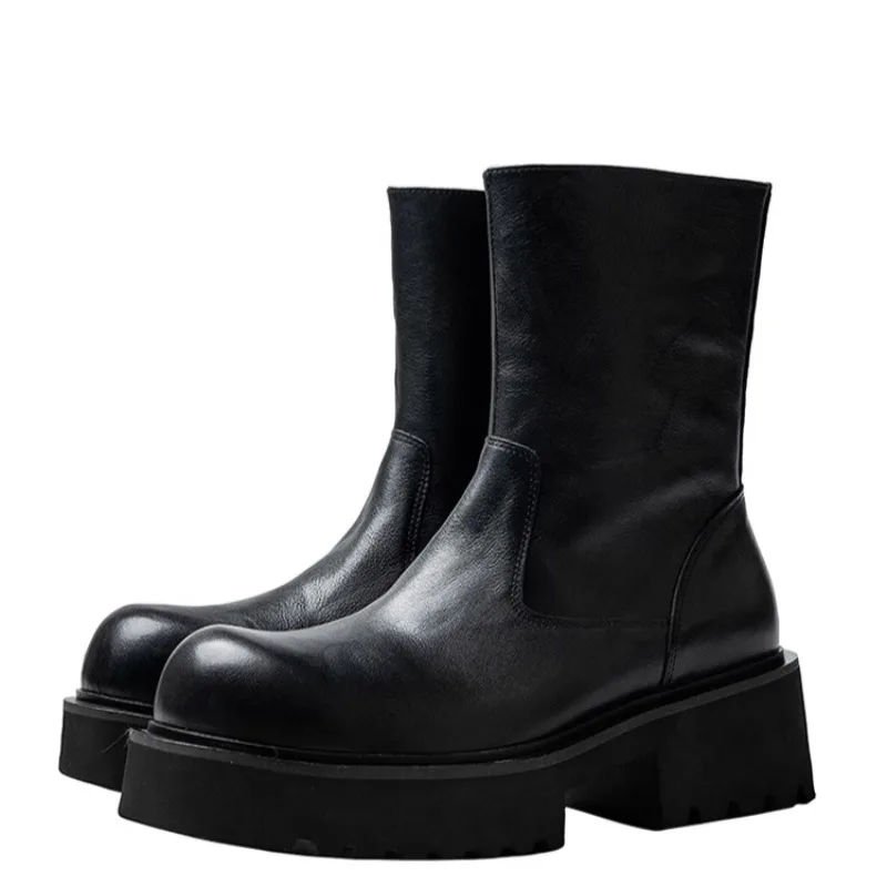 

Ботинки челси высокого качества, мужская обувь, осенне-зимняя повседневная обувь из натуральной кожи на толстой подошве, ботинки на платформе, на высоком каблуке, официальная работа