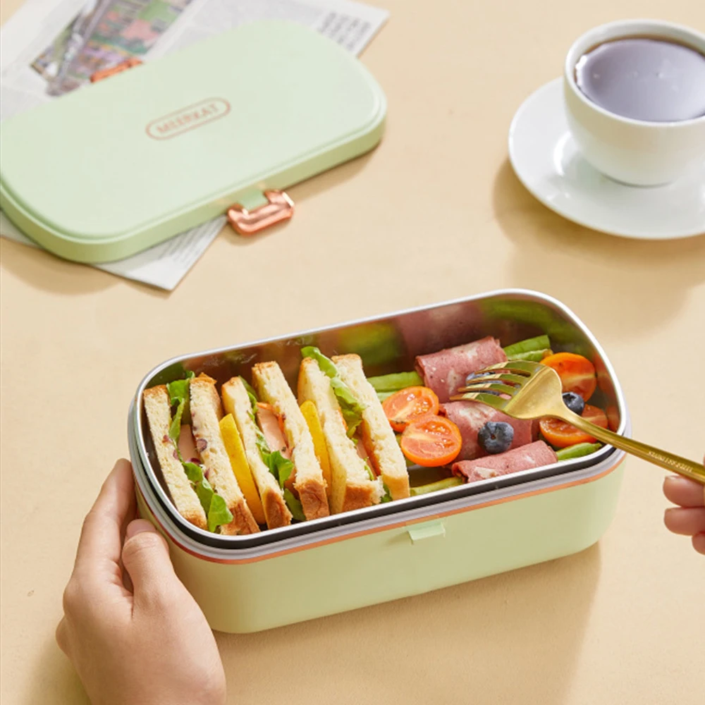 Portable Electric Lunch Boxes Water Free Heating Bento Box Stainless Steel Food Warmer Office Thermal Lunch Boxes