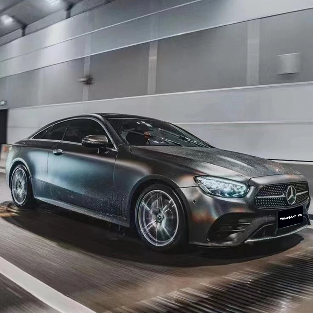 

Matte Metallic Vinyl Car Wrap PET Backing Sub-electroplated Neon Tungsten Steel Car Wrap Film for Vehicle Body Decoration