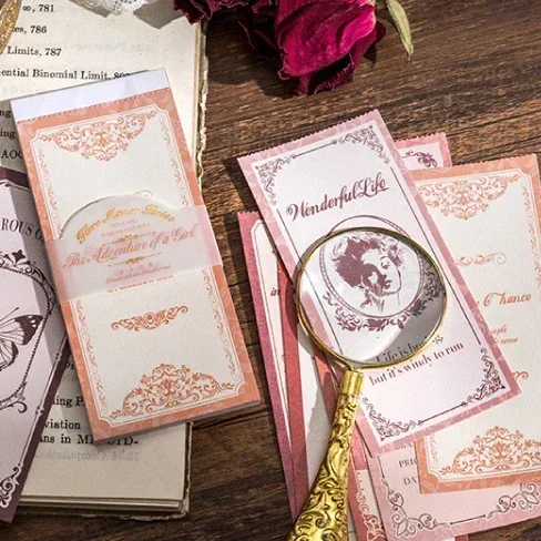 30pcs Lady Pattern Curtain Memo Decorative Paper Stationery Handbook Adhesivas Book Vintage Classical Scrapbooking 11*5CM