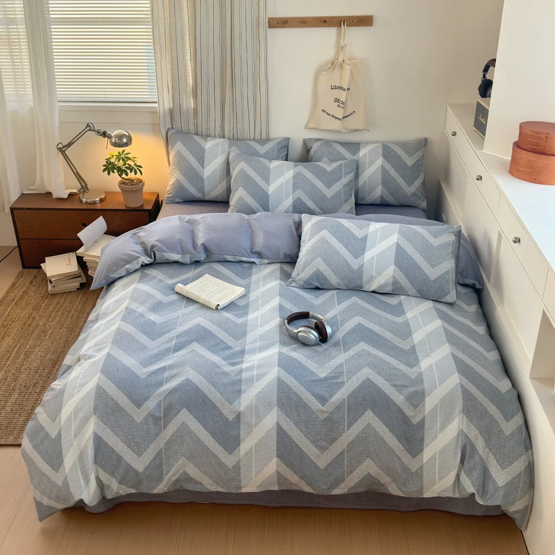 Bedding Set 100% Cotton Including 1 Duvet Cover and 2 Pillowcases It Features A Nordic Style and Is Soft Comfortable Breathable