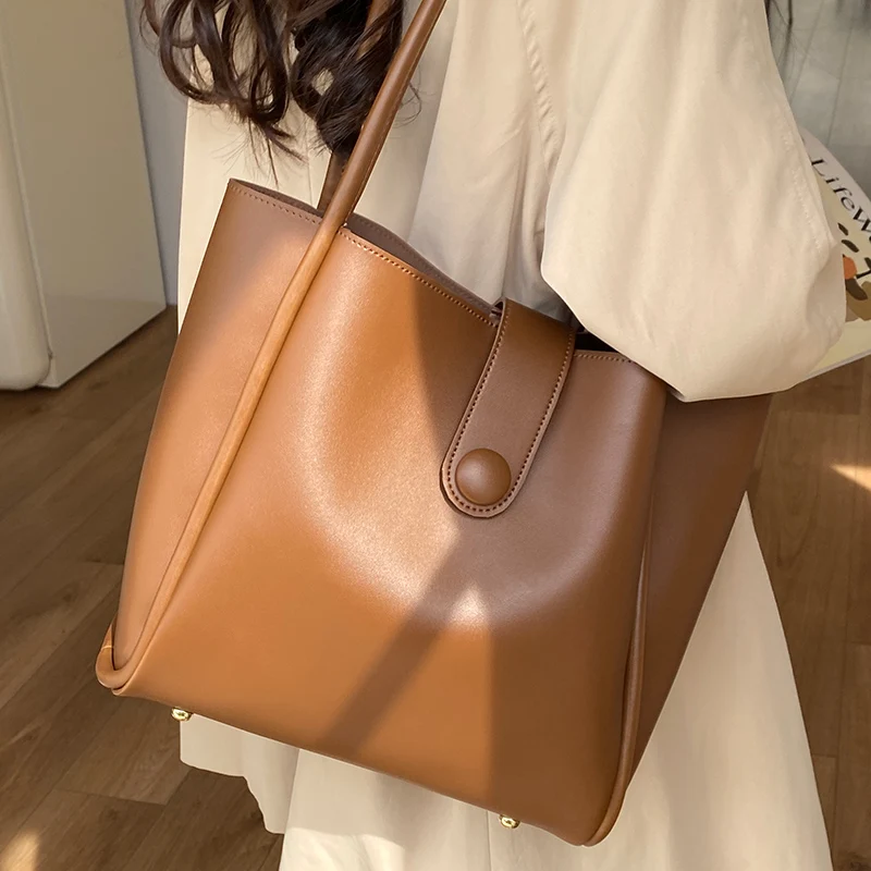 Soft Pu Leather Women handbag and purses Commuting Shoulder Bag for Female big totes 2023 new Casual Shopping Compound bag bolsa