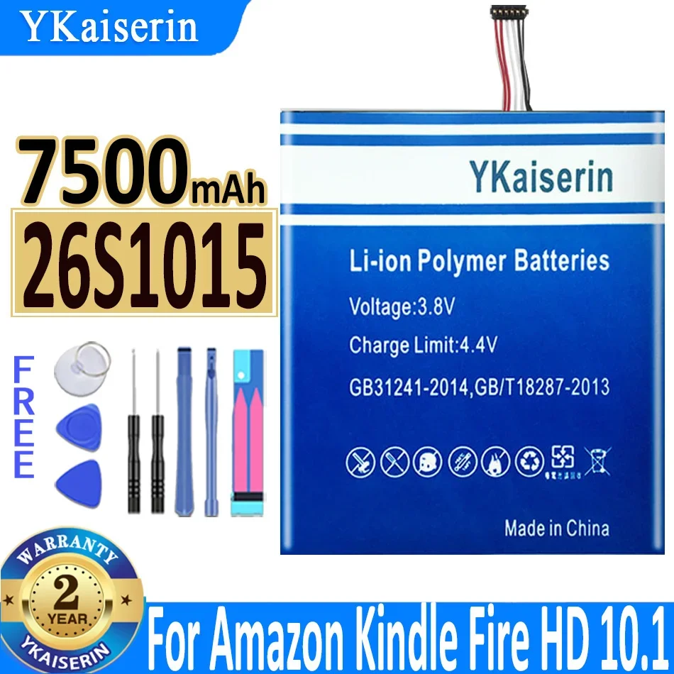 

YKaiserin 26S1015 Battery 7500mAh for Amazon Kindle Fire HD 10.1 7th Gen SL056ZE Batteries + free tools