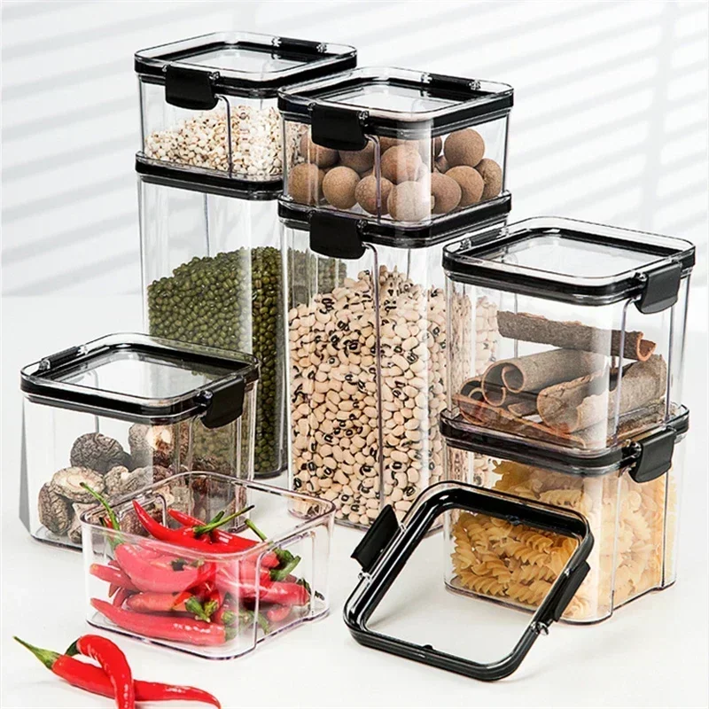 Kitchen Refrigerator Food Storage Container Multigrain Storage Tank Transparent Sealed Cans Noodle Box Bottle Canisters with Lid