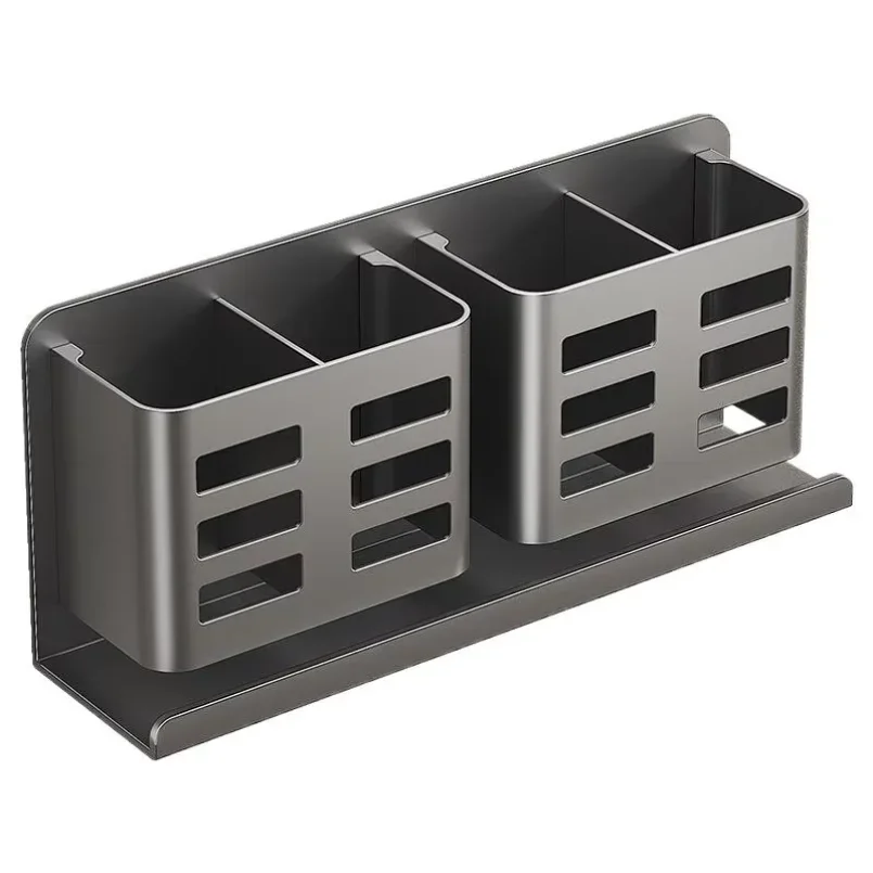 Rustproof Wall Mounted Bathroom Storage Rack, No Drill Ventilated Toothbrush Holder Shaver Organizer for Shower