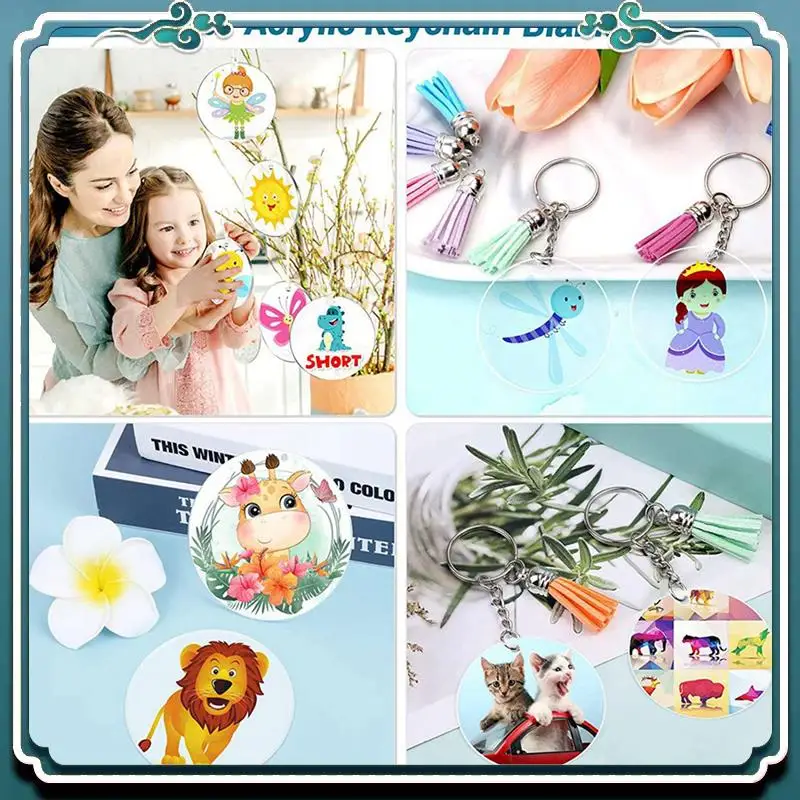 سهلة الاستخدام 1750 قطعة من سلسلة المفاتيح الشفافة من الأكريليك للفراغات مع الفراغات والشرابات وحلقات القفز وحلقات المفاتيح لسلسلة المفاتيح ذاتية الصنع Cr #5