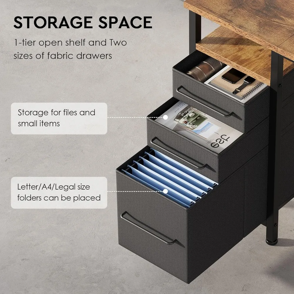 Compact 40 Inch Desk with Storage Drawers and Shelves, Ideal for Small Spaces, Writing and Computer Work, Office Desk with Maxim